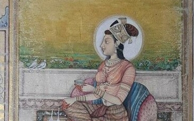 antique handmade Mughal empresses painting