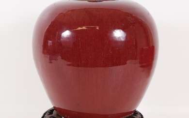 iGavel Auctions: Chinese Sang de Boeuf Ovoid Jar and Cover, c.1900 with Stand ASW1
