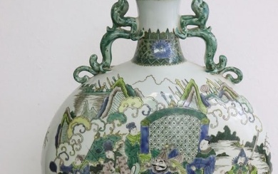 massive Chinese famille rose porcelain flask