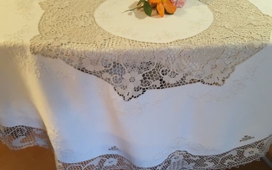 tablecloth and napkins - 175 x 175 cm (9) - Cotton, Linen - Second half 20th century