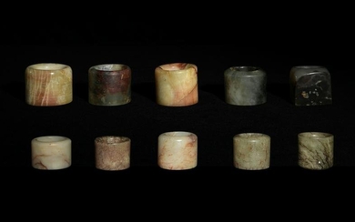 10 Assorted Jade Archer's Rings, 18/19th Century