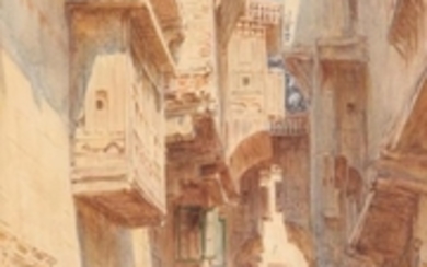 {} Walter Tyndale (1855-1943) ''Vanishing Cairo'' Watercolour, 32.5cm by 20cm...
