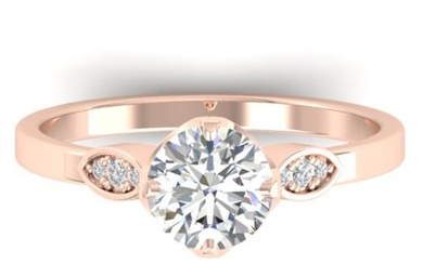 1.05 ctw Certified VS/SI Diamond Art Deco Ring 14k Rose Gold