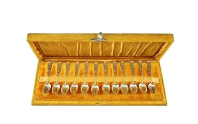12 Sterling Silver Demitasse Spoon Set by Whiting