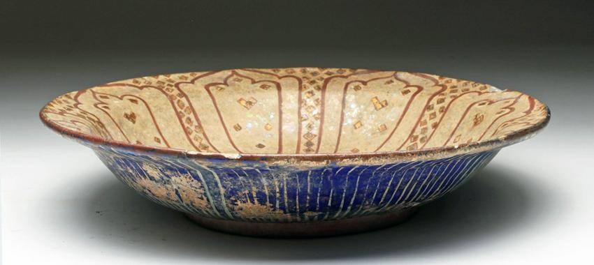 12th C. Kashan Luster Glazed Bowl - Blue Underside
