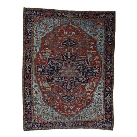 Antique Persian Heriz Exc Cond Circa 1910 Hand-Knotted