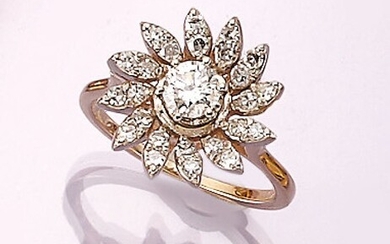 14 kt gold ring with diamonds , YG...