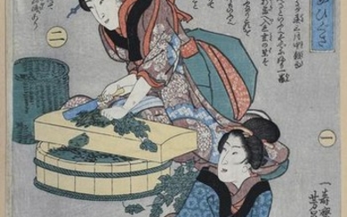 Group of 5 Japanese Woodblock Prints Hokusai Grea