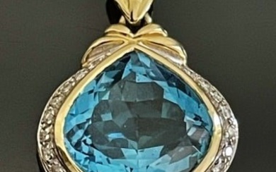 14K Gold Diamond and Tanzanite Pendant Necklace