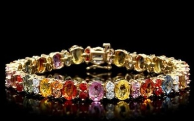 14K Gold Multi Color Sapphire and Diamond Bracelet