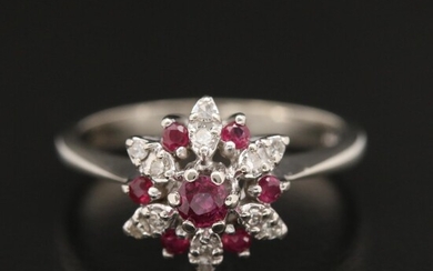 14K Ruby and Diamond Tiered Ring