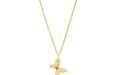 14K Yellow Gold Lined Butterfly Neck