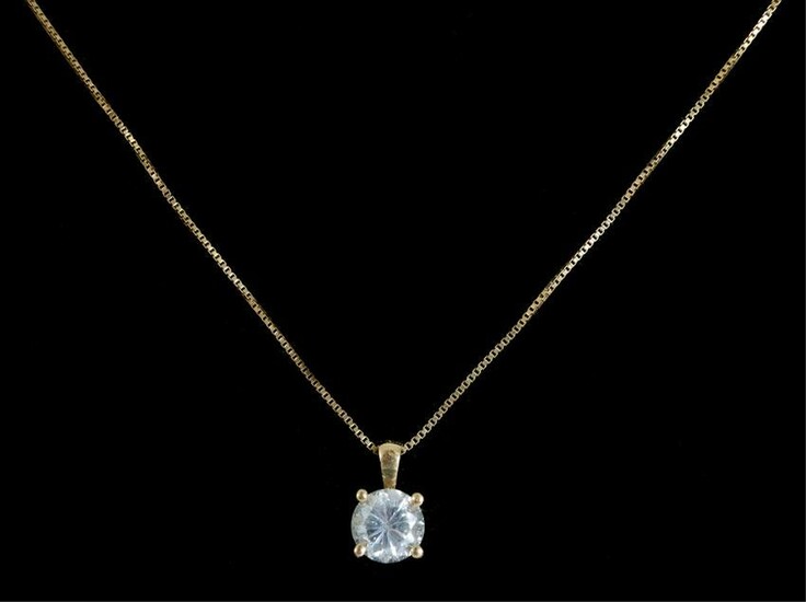 14K Yellow Gold & Diamond Solitaire Necklace