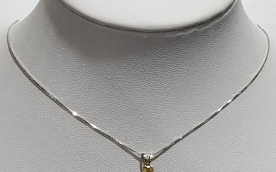 14K white gold necklace and pendant set with a new...