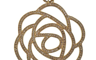 14k Gold Diamond Flower Pendant