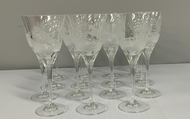 (15) SPC 2001 Hungarian Crystal Hand-Etched Goblets