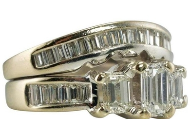 1.50cts Diamond Double Bands Ring Engagement Hallmarked