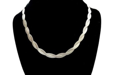18" Infinite Elegance 925 Sterling Silver Herringbone Chain Necklace