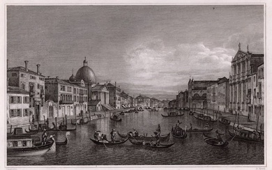 1834 Canaletto Grand Canal Venice engraving signed
