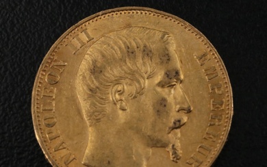 1858-A France Twenty Francs Gold Coin