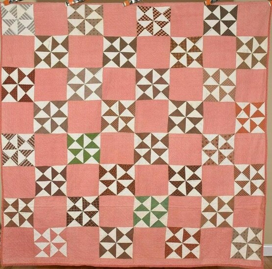 1870's Broken Dishes Quilt, Signed