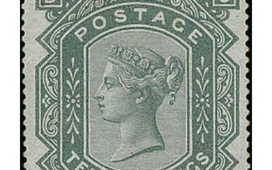 1878 10/- Greenish grey, watermark Maltese Cross, CD mint, e...