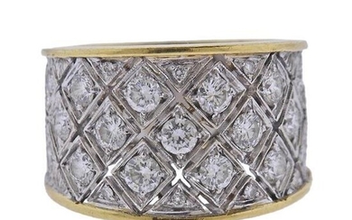18k Gold Diamond Wide Band Ring