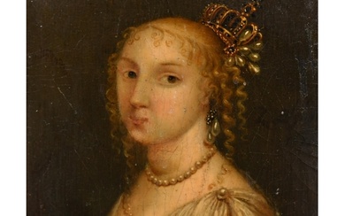 18th Century Dutch School. Bust Portrait of a Lady, Oil on p...