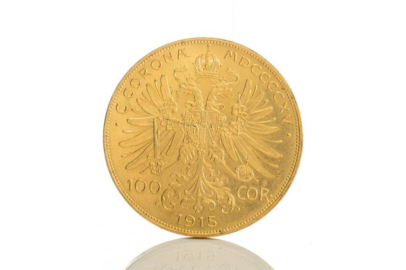 1915 100 CORONA GOLD COIN, 33g
