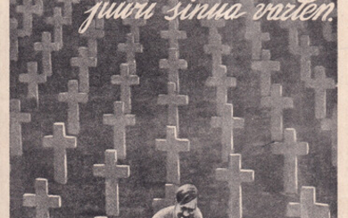 1942г. Редкость. Листовка на Финском языке "Финский солдат, Гитлер роет могилу только для себя". Издана 7 политуправ. Ленфронта. 16 х 23 см.