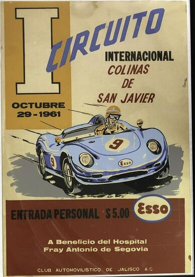 1961 Mexican event poster - ESSO sponsor, 18.5 x 2