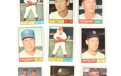 1961 Topps Baseball Cards with Ernie Banks, Bob Gibson, Whitey Ford, and Others