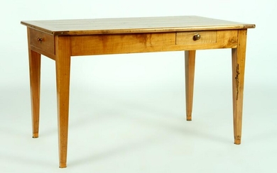 19TH CENTURY FRENCH CHERRY TABLE WITH 2 DRAWERS