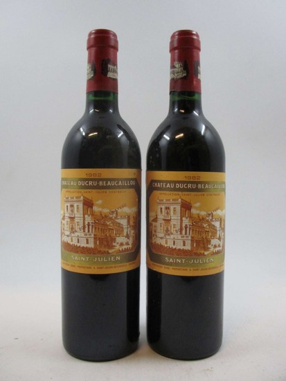 2 bouteilles CHÂTEAU DUCRU BEAUCAILLOU 1982 2è GC Saint Julien (étiquettes tachées)