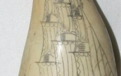 20TH CENTURY SCRIMSHAWED WHALE'S TOOTH
