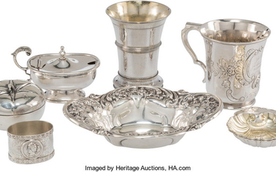 21048: Eight Silver Table Articles, mid-19th-early 20th