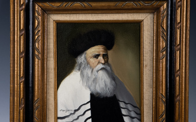 A SMALL PAINTING OF A HASIDIC MAN