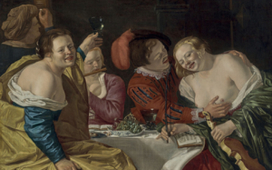 Christiaen van Couwenbergh (Delft 1604-1667 Cologne), A merry company drinking and playing music