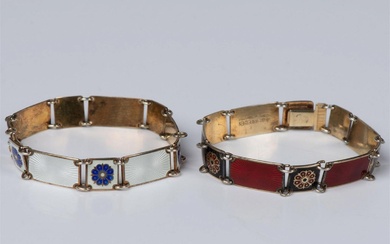 2pc David Anderson Enamel and Sterling Silver Bracelets