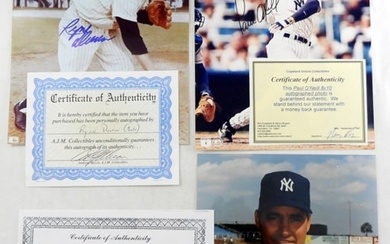 (3) AUTOGRAPHED BASEBALL PICTURES- COA's