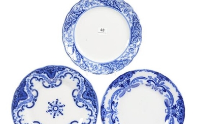 (3) Assorted Flow Blue Plates