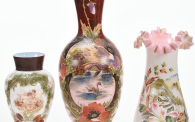 (3) Bristol Art Glass Vases