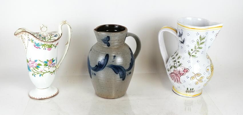 3 Pitchers: Porcelain, Ceramic