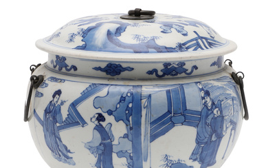 3342548. CHINESE BLUE & WHITE PORCELAIN POTICHE & COVER - KANGXI.