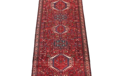 3'5 x 10'1 Hand-Knotted Persian Pictorial Carpet Runner, 1950s