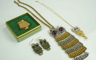 (4) Pc Owl Jewelry Lot