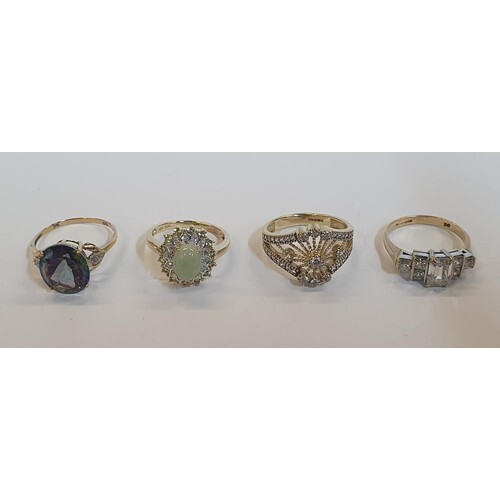 4 x 9ct rings, one yellow gold Topaz and Diamond ring, one y...