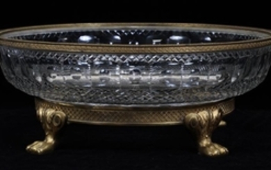 AUSTRIA BRONZE AND CRYSTAL FOOTED CENTER BOWL