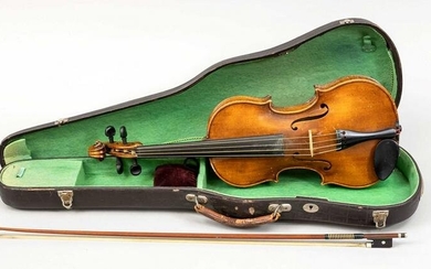 4/4 violin with signed bow, 1s