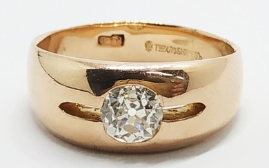 Russian IVAN KHLEBNIKOV rose gold, 1.20 ct solitaire diamond ring 1867-1917
